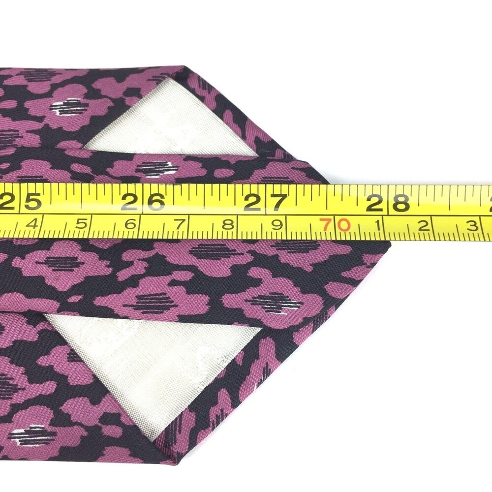 Men's Serica Pink & Black Tie 100% Pure Italian Silk Wide Short Dress Necktie - Picture 10 of 10